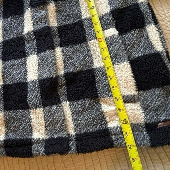 Billabong Checkered Faux Fur Black Cream Snap-Up Jacket Women’s Sz M - Picture 7 of 9